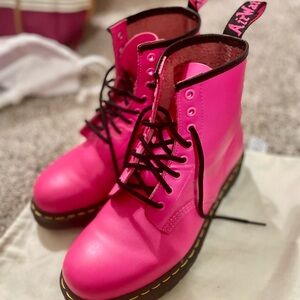 Dr. Martens Hot Pink Combat Boots 8-Eye Design